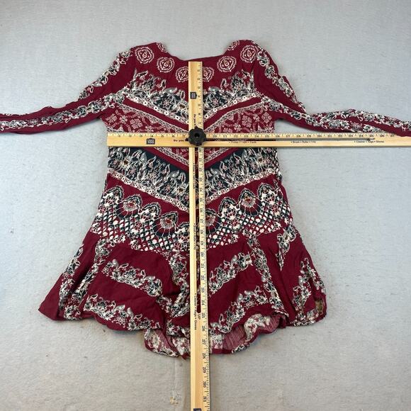 Free People Smooth Talker Womens Sz XS Boho Mini Dress Red - Picture 10 of 12